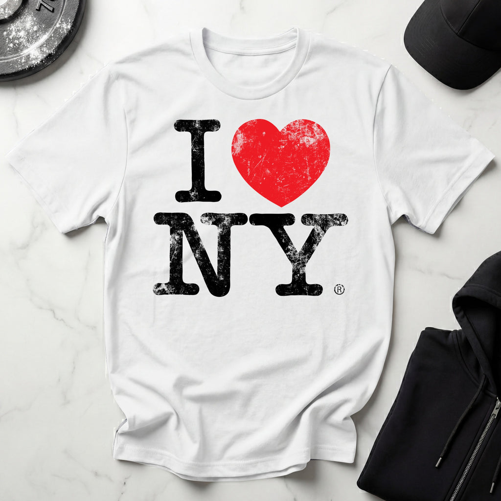 I Love NY Grunge Black Designer Gymwear T-Shirt