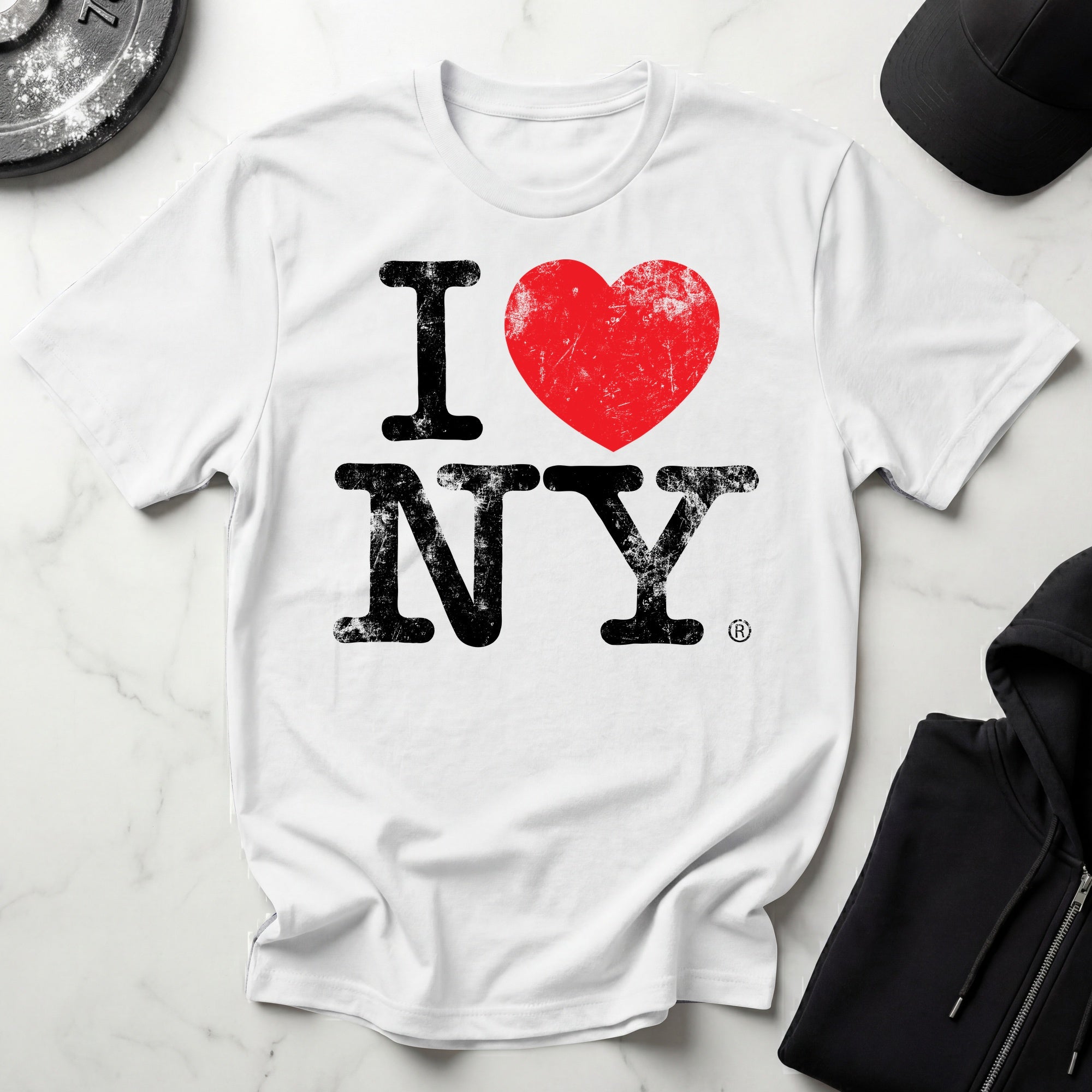 I Love NY Grunge Black Designer Gymwear T-Shirt