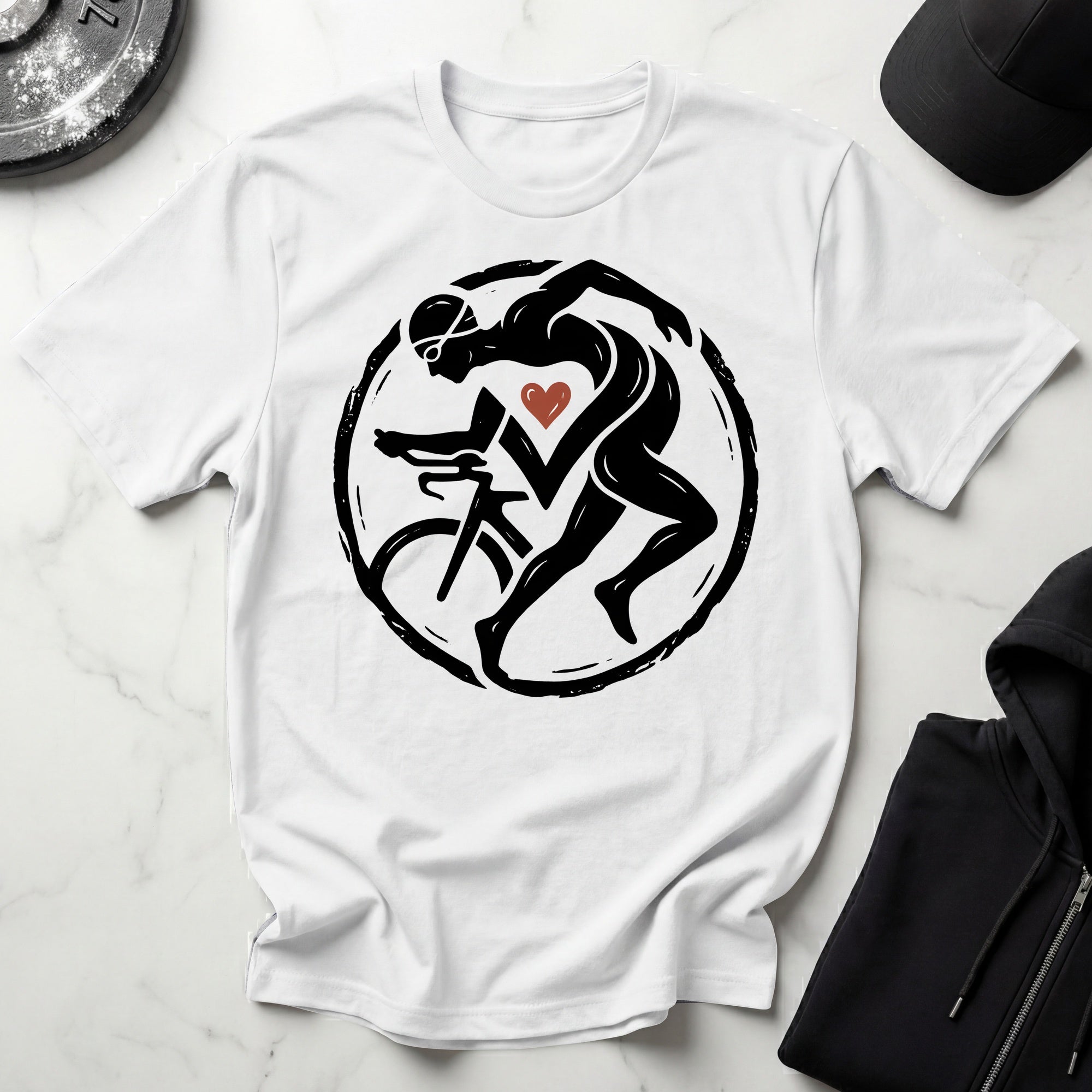 Triathlon Abstract Designer Gymwear T-Shirt