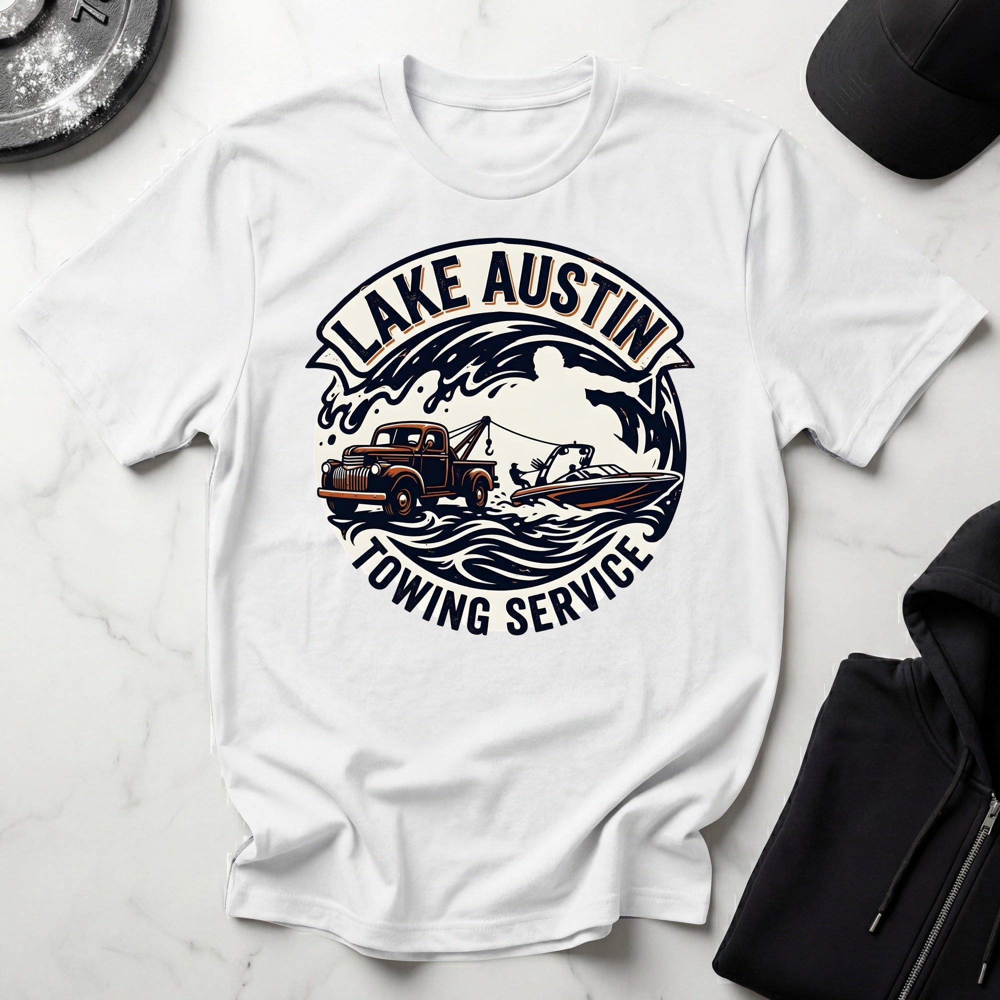 Lake Austin Towing Wakeboard Designer Gym T-Shirt
