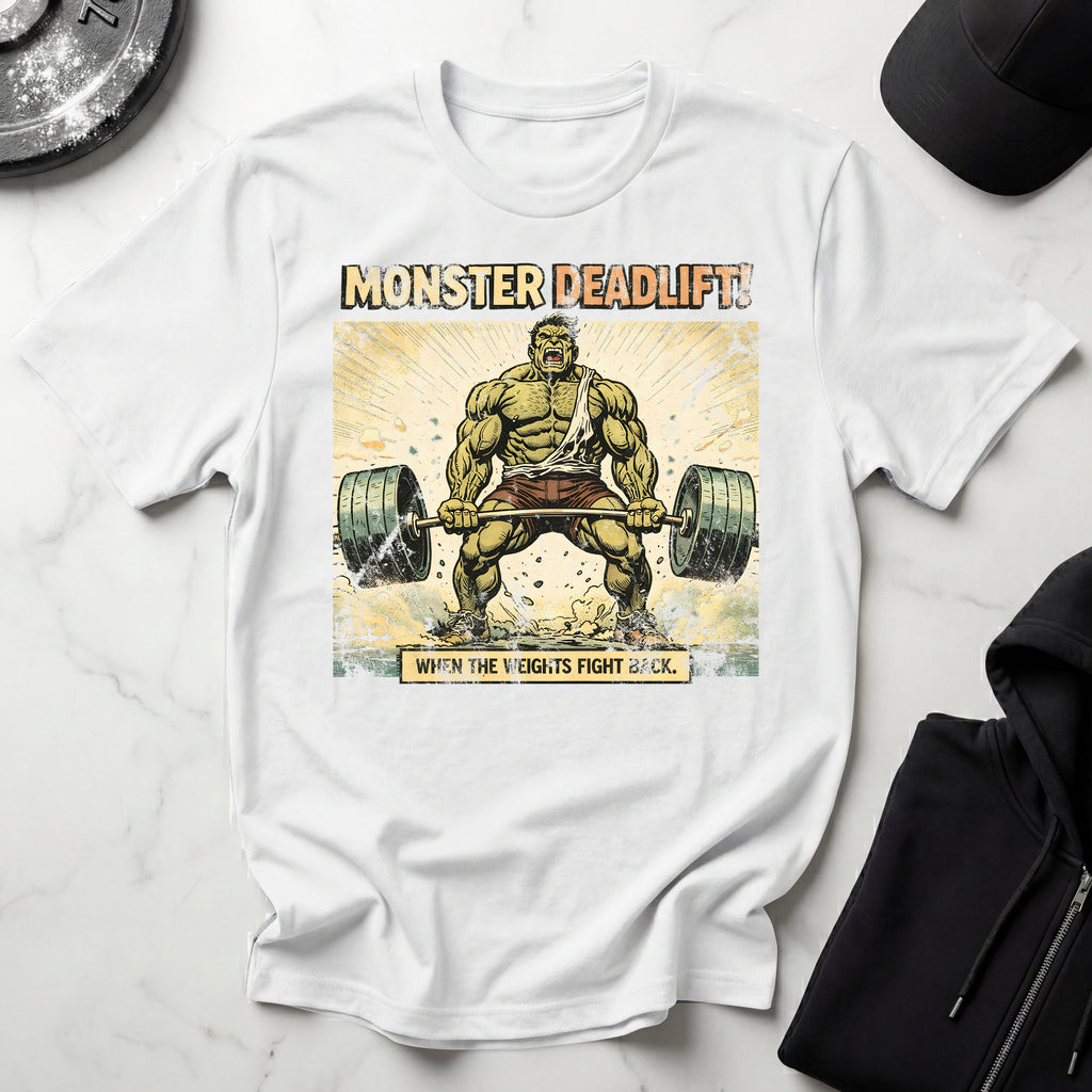 Retro Comic Monster Deadlift Gymwear T-Shirt
