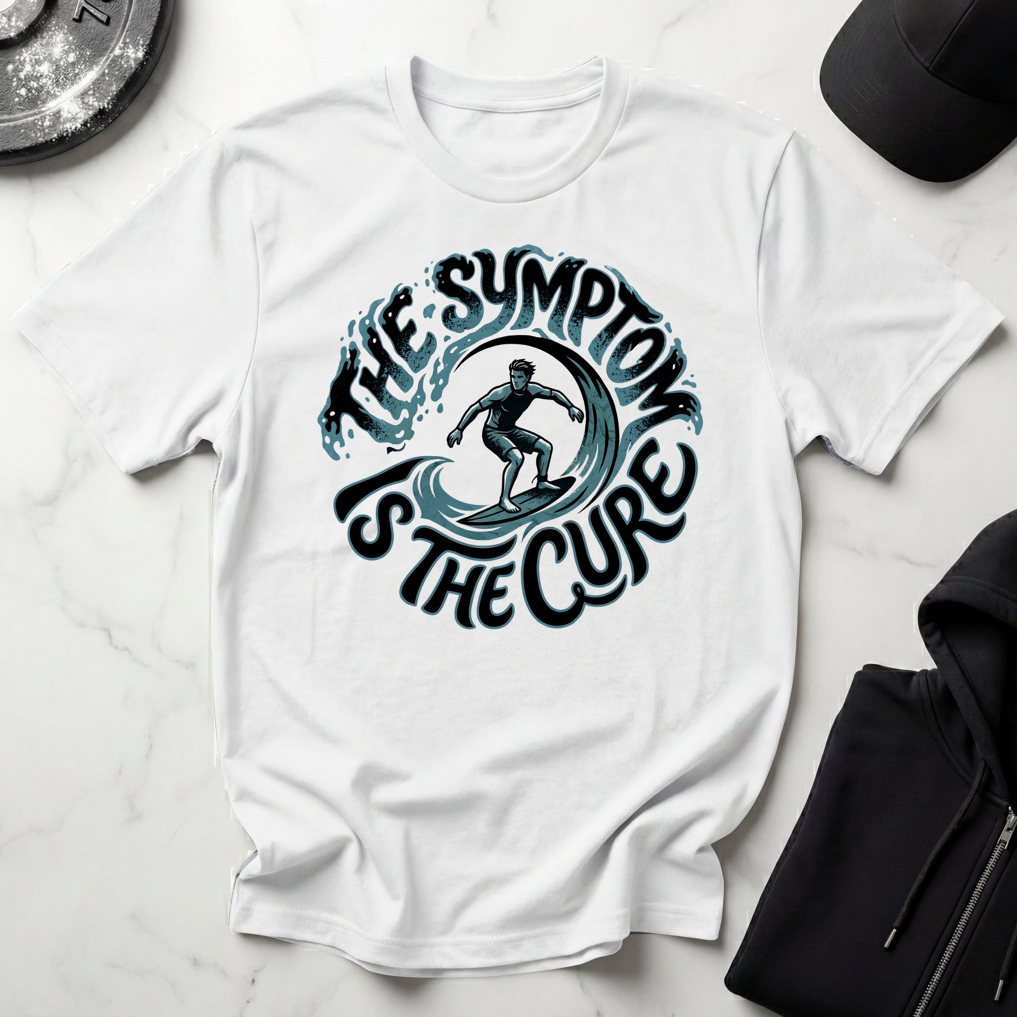 The Symptom Is The Cure Surf Addict Designer T-Shirt
