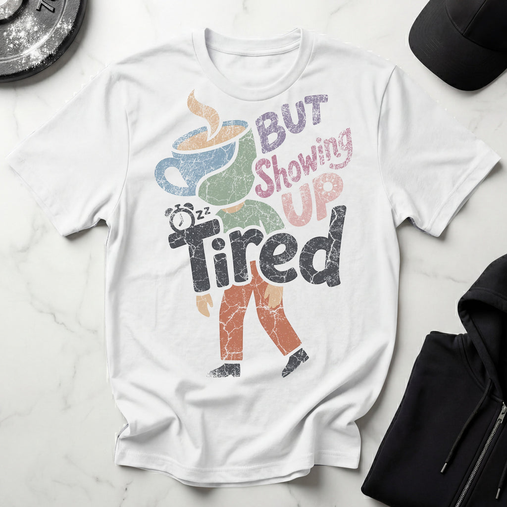 Tired But Showing Up Retro Gym T-Shirt
