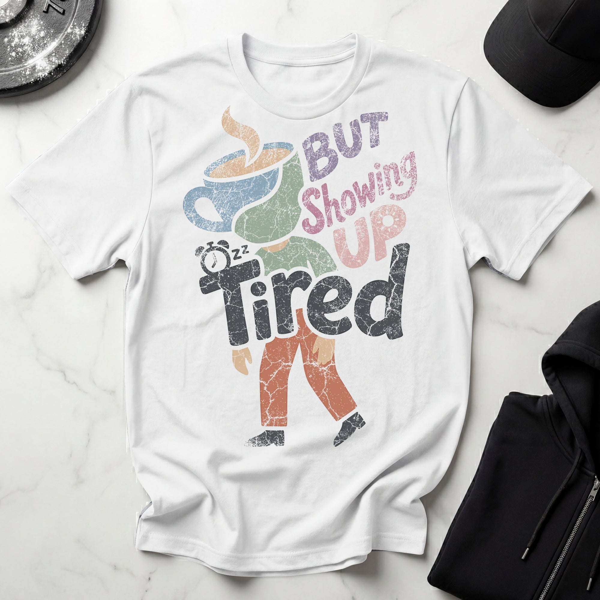 Tired But Showing Up Retro Gym T-Shirt