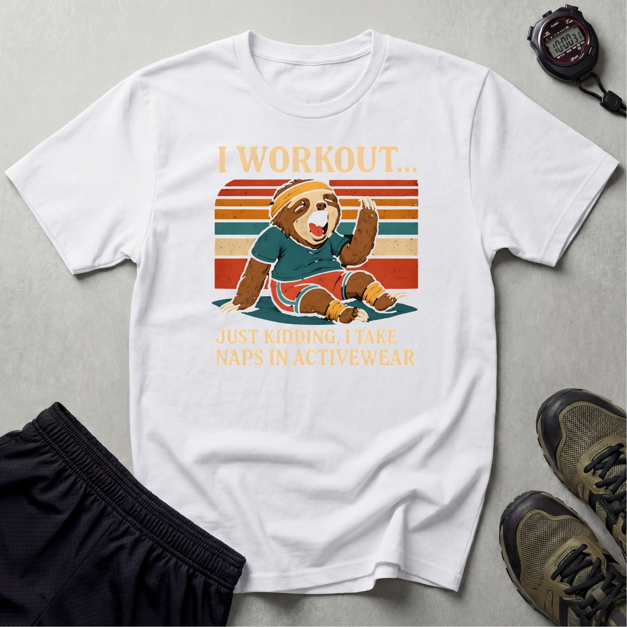 Napping Bear in Activewear T-Shirt